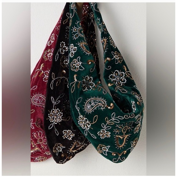 Free People Nashville Nights black velvet embroidered bag new NWT party night - Picture 11 of 11